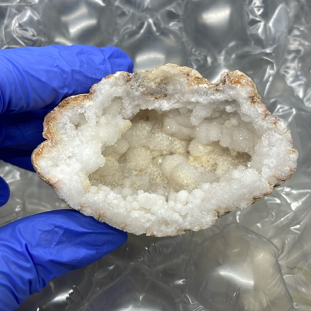 White Quartz Druzy Geode w/ Botryoidal Crystal – 5 oz Raw Natural Stone